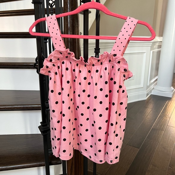Zara Girls Pink Cotton Retro Polka Dots Top Size 9 - Picture 10 of 11